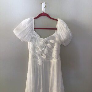 Vestique White Bows Midi Dress Women's Medium/Small